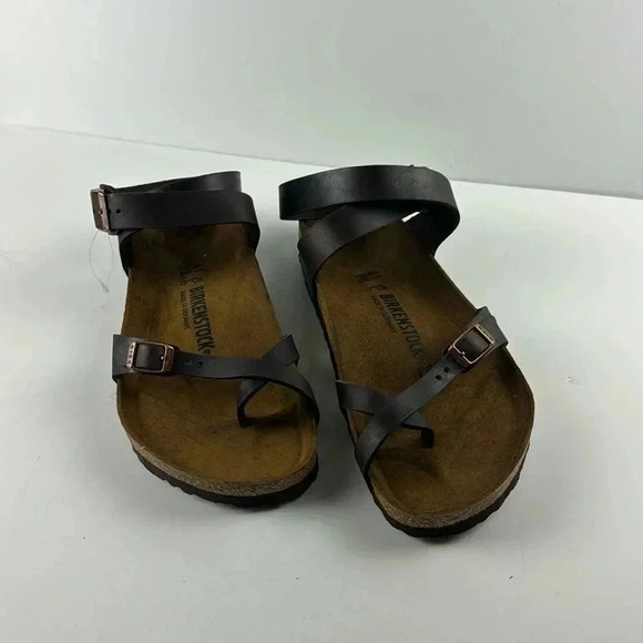 BIRKENSTOCK SZ 41 NWOT BROWN LEATHER ANKLE STRAP CASUAL BOHO SANDALS - Picture 1 of 7